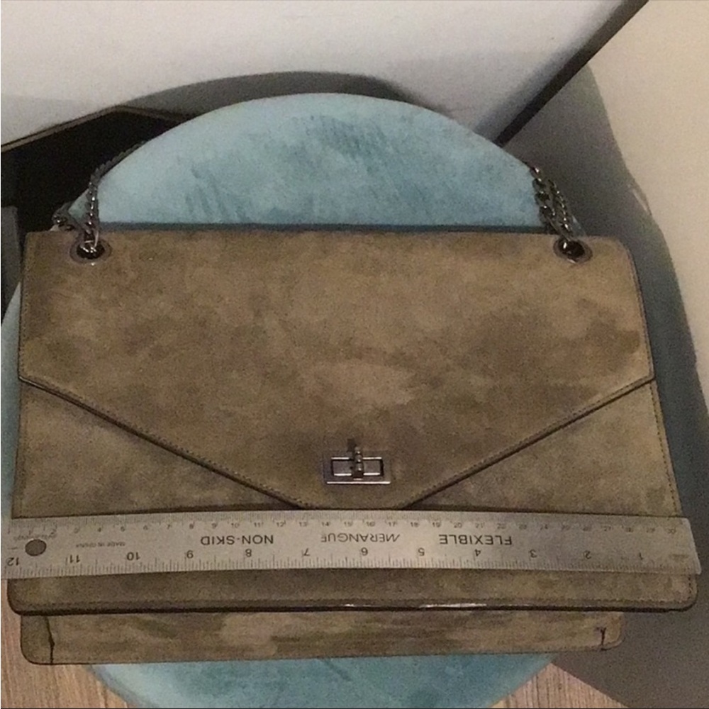 Anine Bing Olive Green Suede Chain Strap Crossbody Bag - Picture 7 of 9